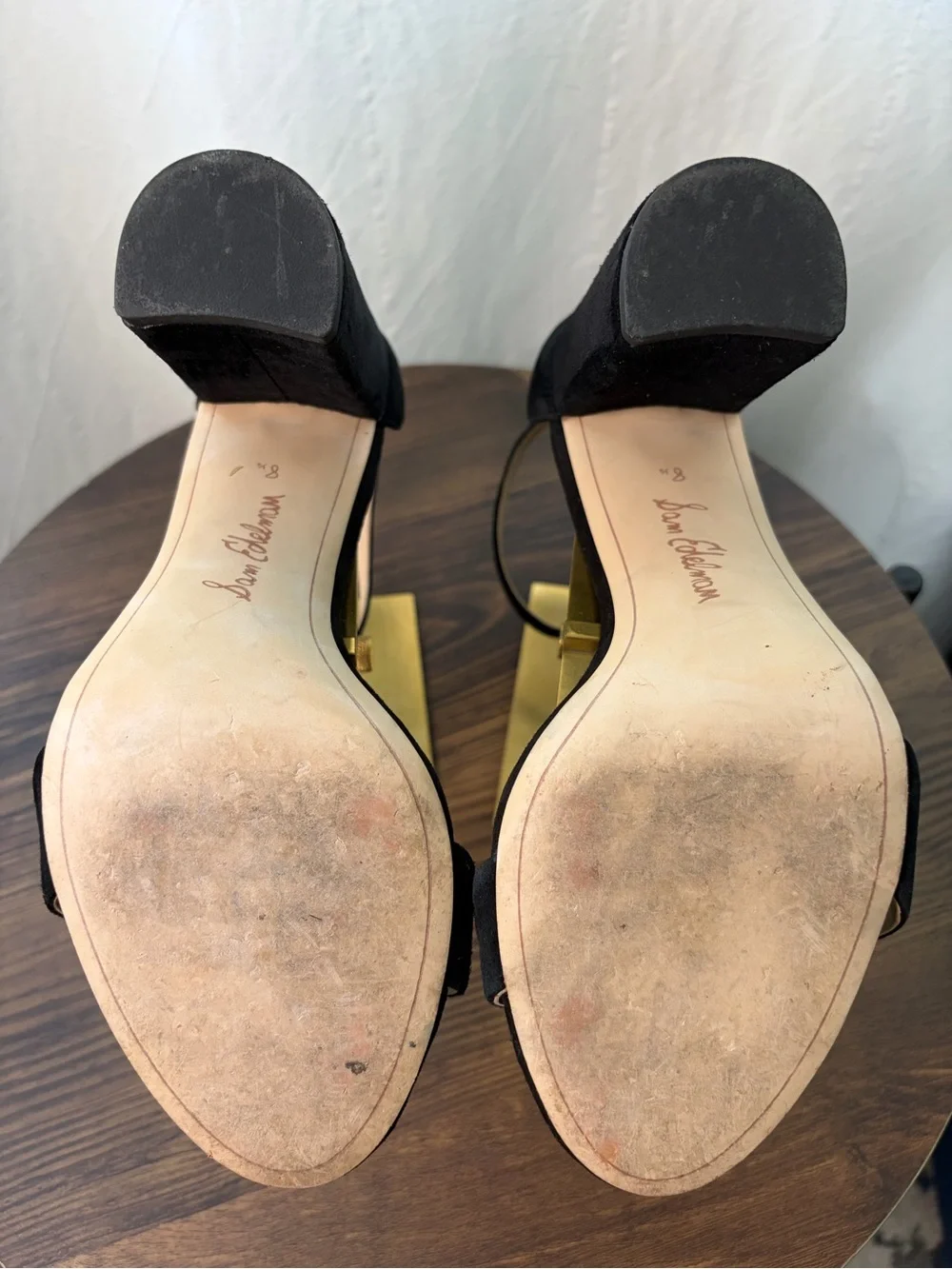 ⁠Sam Edelman Yaro Black Suede Block Heel Sandals Size 8.5⁠
